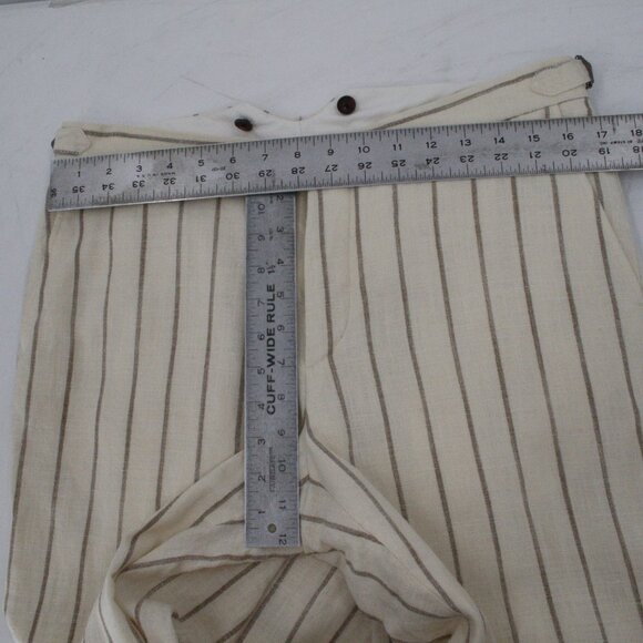 SUITSUPPLY Pants Mens 33 L28 JORT Silk Linen Blend Striped Straight Leg Trousers - Picture 5 of 13